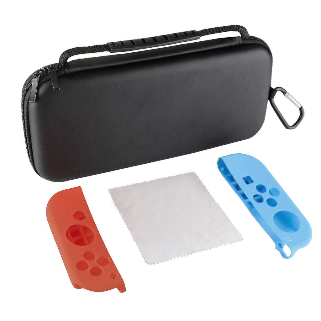 EVA Hard Carry Case zip Carabiner bag for Nintendo Switch (with 10 Game Cartridge Holders) Portable Travel Carry Protective Storage Pouch for Nintendo Switch